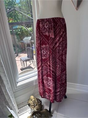 VINTAGE Y2K Red Paisley Bandana Festival Maxi Skirt Boho Bohemian EU 38 US 4-6